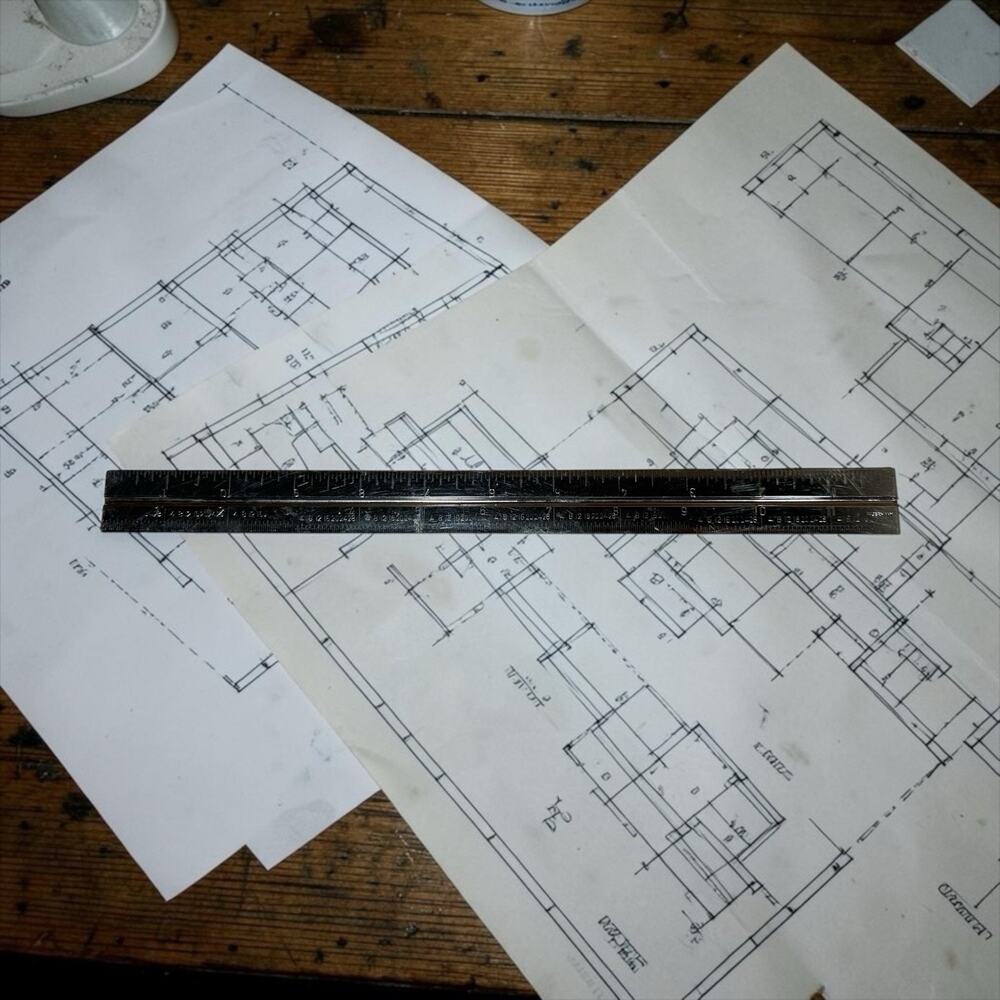 Vtg Stainless Steel Grooved Precision Ruler Engineering Multiple Scales